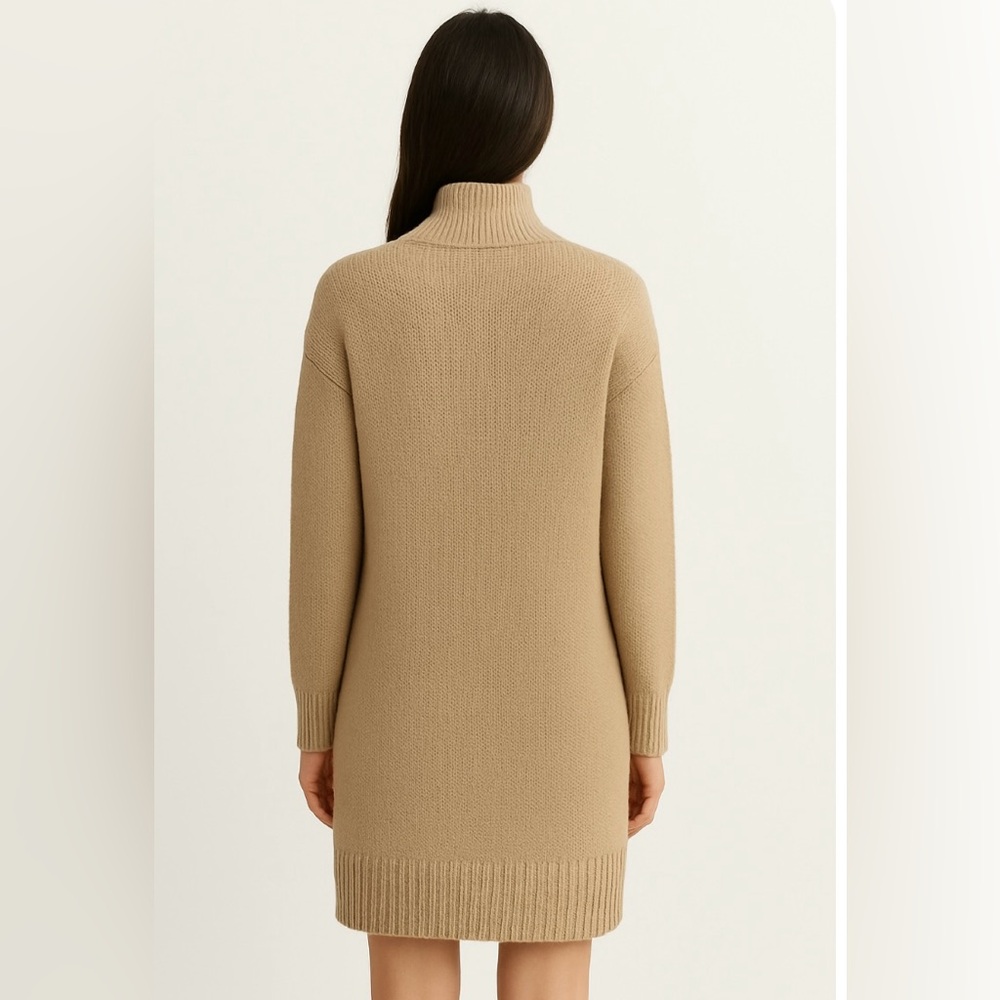Revolves Stitches & Stripes Cozy Tan Turtleneck Sweater Dress - Picture 2 of 5